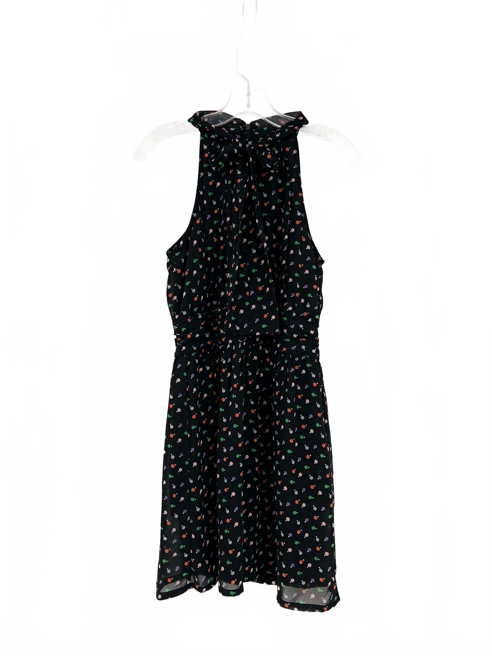 Tulle Black Polka Dot Mini Dress Zipper Tie | Womens XS